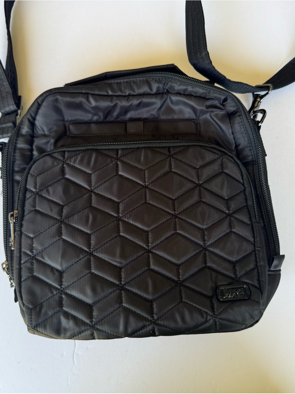 Lug Ranger 2 Black Quilted Crossbody Bag Multi-Pocket Handbag Purse